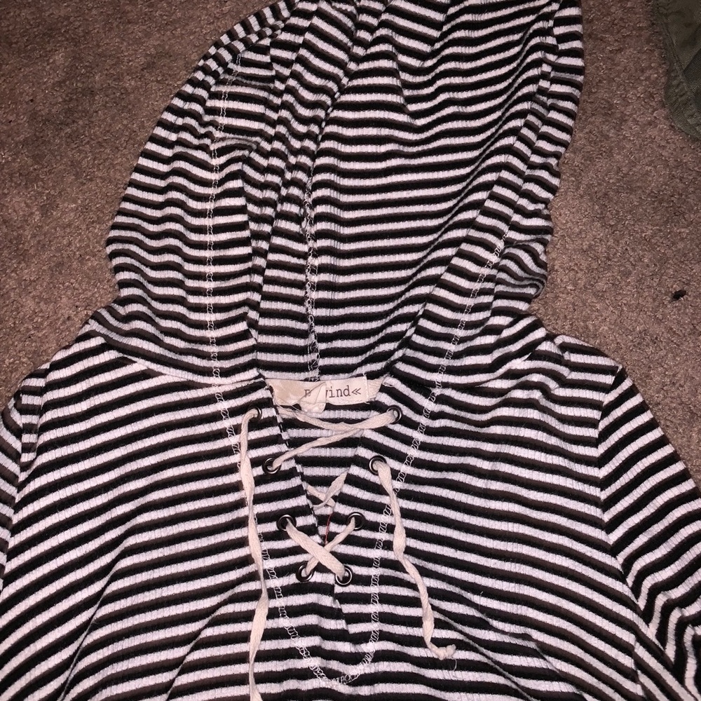 Striped Hooded Long Sleeve Tunic